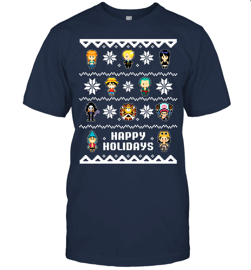 One Piece Straw Hat Crew Christmas Happy Holidays T-Shirt