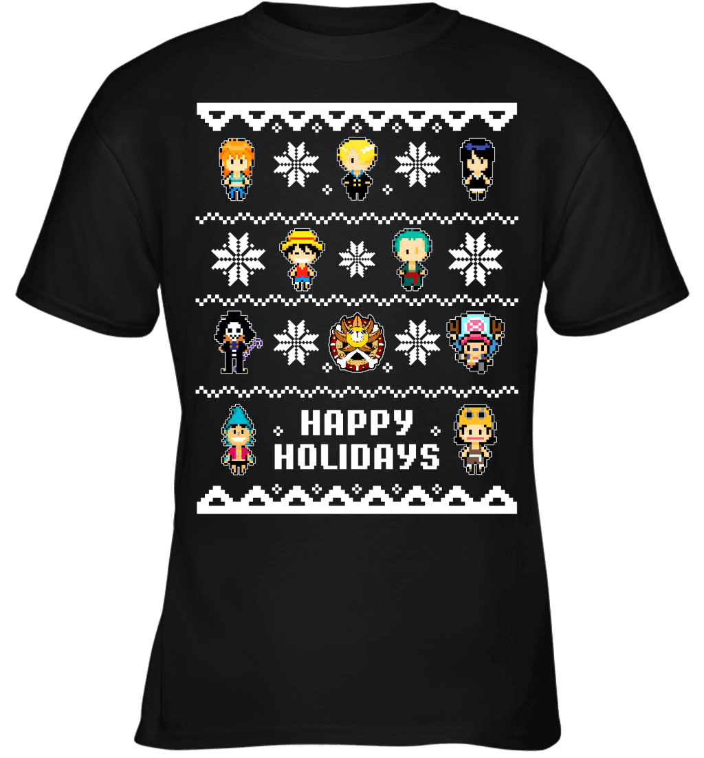 One Piece Straw Hat Crew Christmas Happy Holidays T-Shirt
