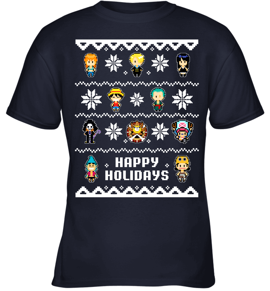 One Piece Straw Hat Crew Christmas Happy Holidays T-Shirt
