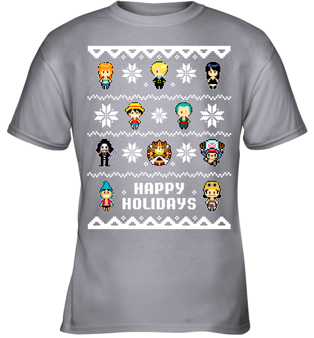 One Piece Straw Hat Crew Christmas Happy Holidays T-Shirt