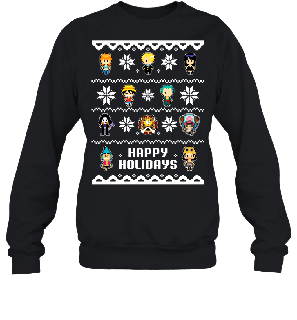 One Piece Straw Hat Crew Christmas Happy Holidays T-Shirt