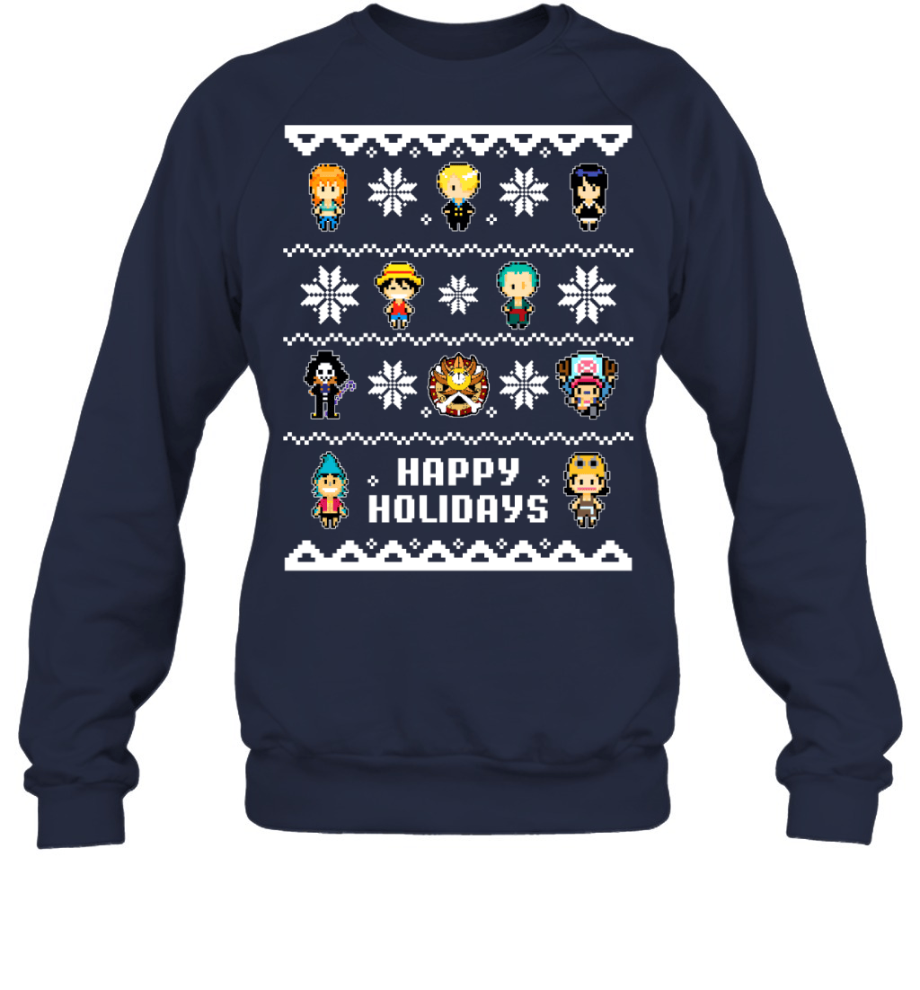 One Piece Straw Hat Crew Christmas Happy Holidays T-Shirt