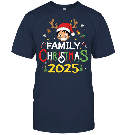 Merry Christmas 2025 With Monkey D. Luffy – Family Holiday Vibes Graphic T-shirt