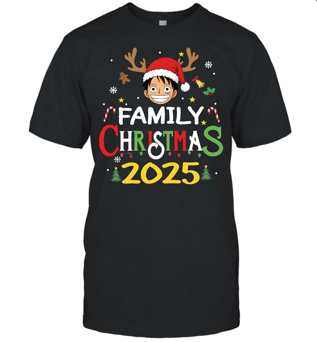 Merry Christmas 2025 With Monkey D. Luffy – Family Holiday Vibes Graphic T-shirt