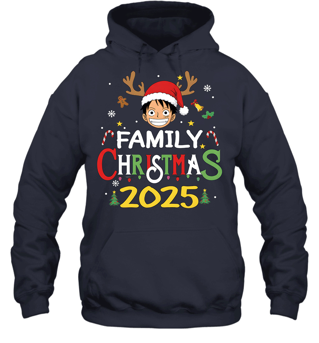 Merry Christmas 2025 With Monkey D. Luffy – Family Holiday Vibes Graphic T-shirt