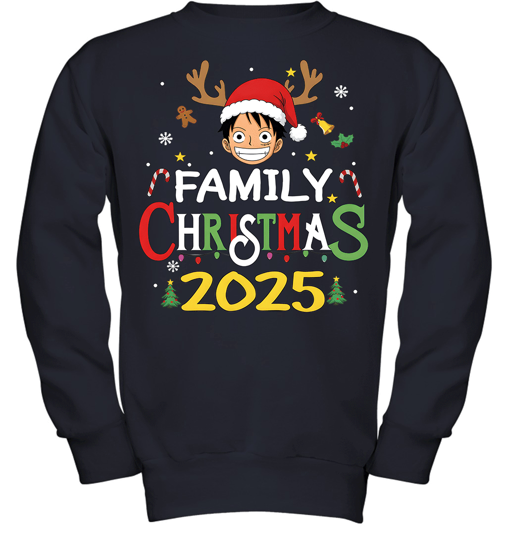 Merry Christmas 2025 With Monkey D. Luffy – Family Holiday Vibes Graphic T-shirt