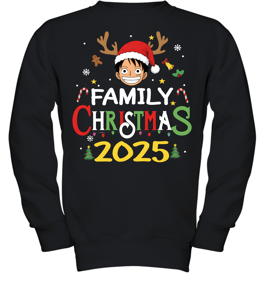 Merry Christmas 2025 With Monkey D. Luffy – Family Holiday Vibes Graphic T-shirt