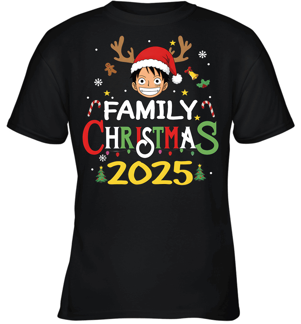 Merry Christmas 2025 With Monkey D. Luffy – Family Holiday Vibes Graphic T-shirt