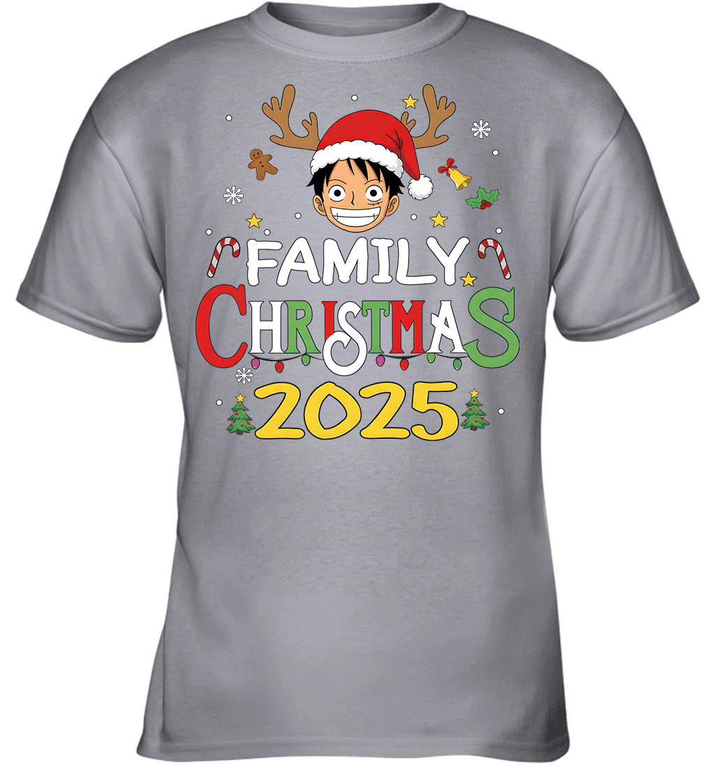 Merry Christmas 2025 With Monkey D. Luffy – Family Holiday Vibes Graphic T-shirt