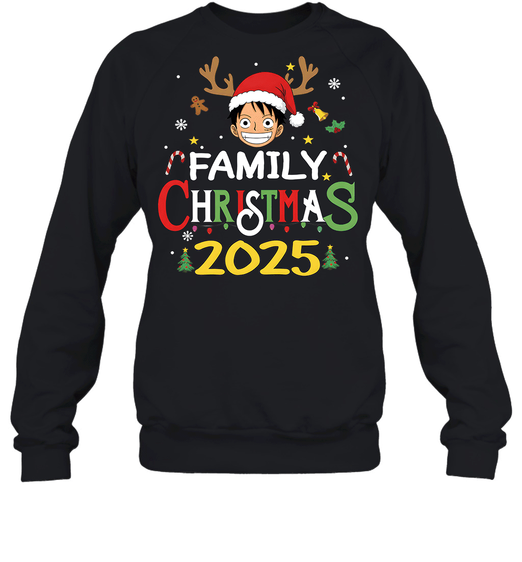 Merry Christmas 2025 With Monkey D. Luffy – Family Holiday Vibes Graphic T-shirt