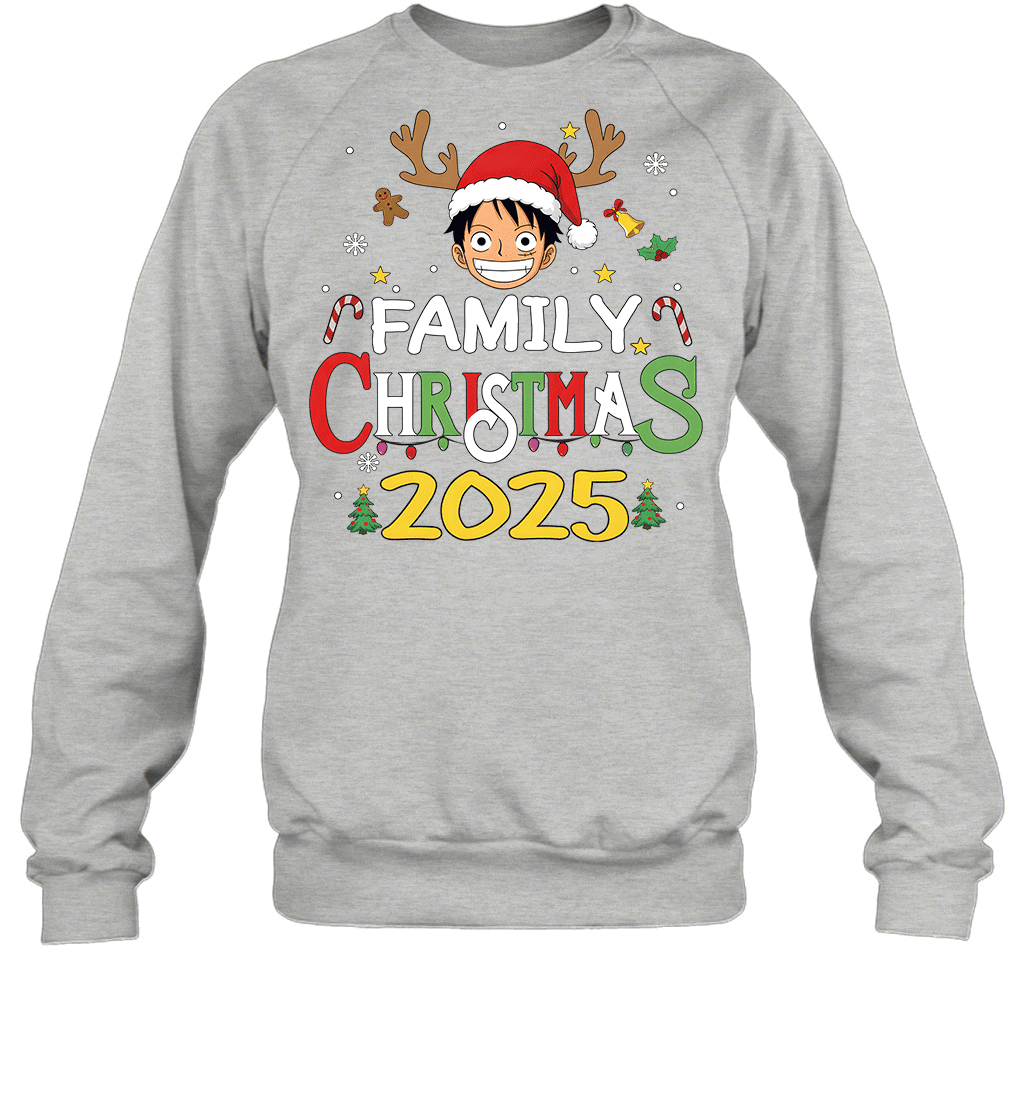 Merry Christmas 2025 With Monkey D. Luffy – Family Holiday Vibes Graphic T-shirt