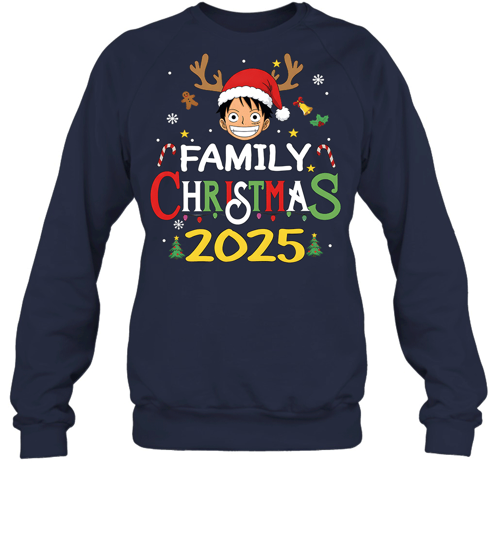 Merry Christmas 2025 With Monkey D. Luffy – Family Holiday Vibes Graphic T-shirt