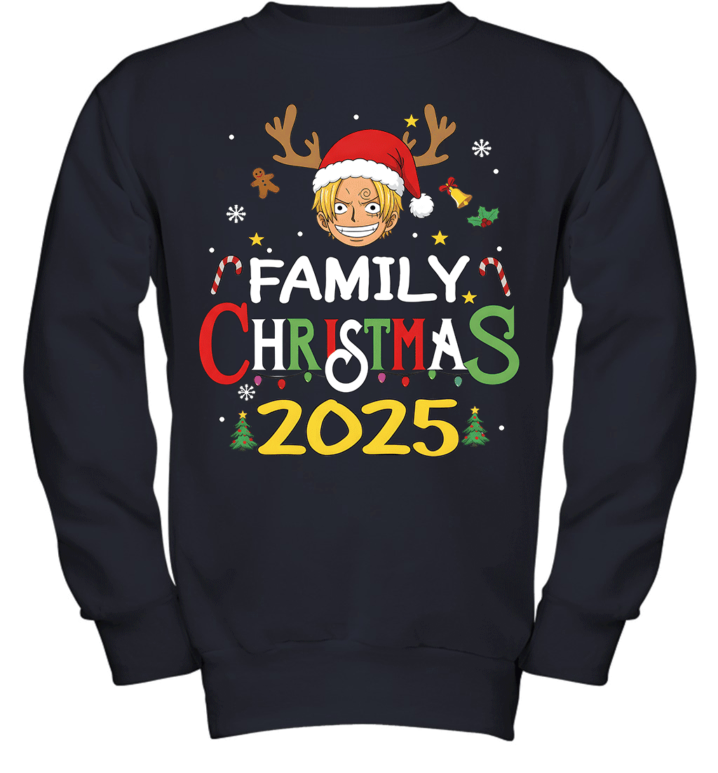 Merry Christmas 2025 With Sanji – Family Holiday Vibes Graphic T-shirt