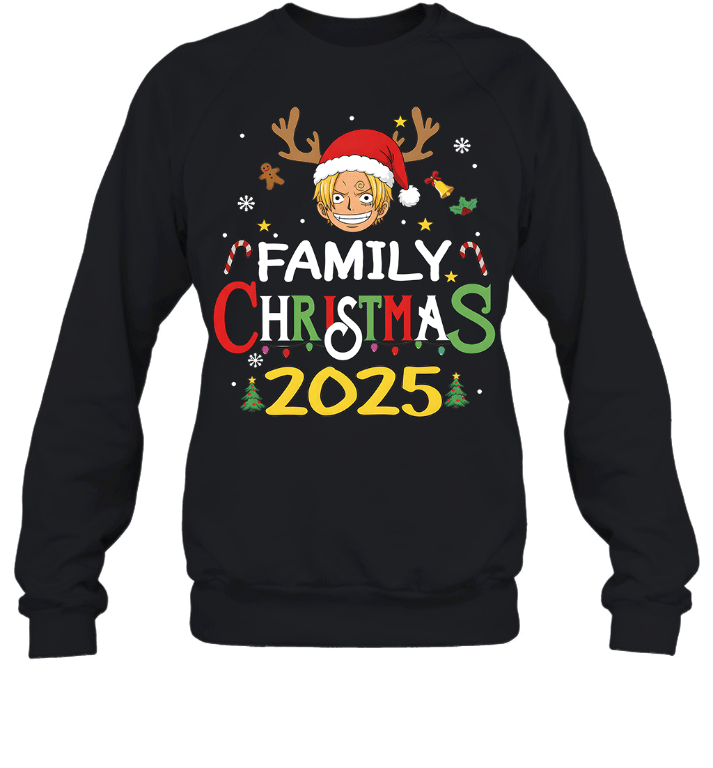 Merry Christmas 2025 With Sanji – Family Holiday Vibes Graphic T-shirt