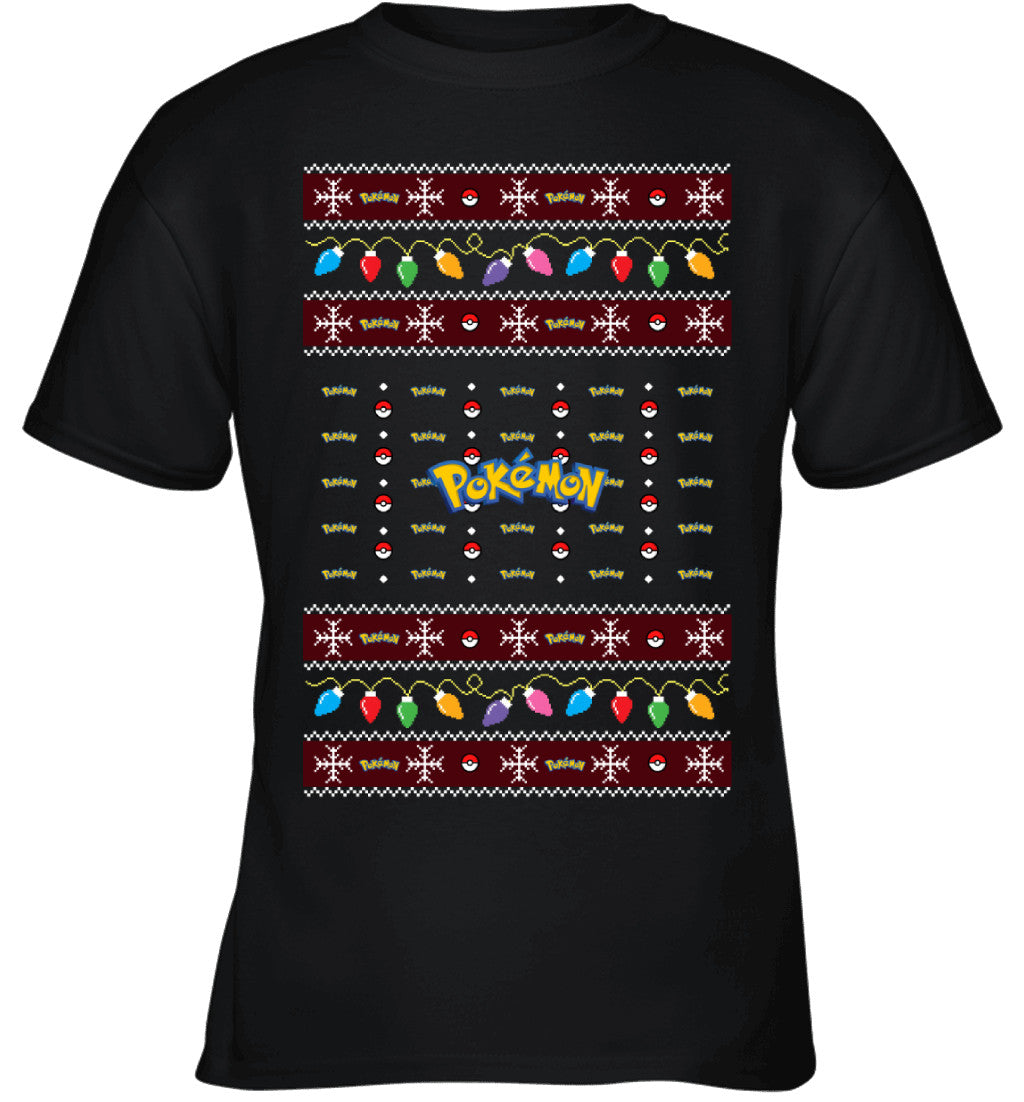 Pokemon Holiday Lights Ugly Christmas T-Shirt