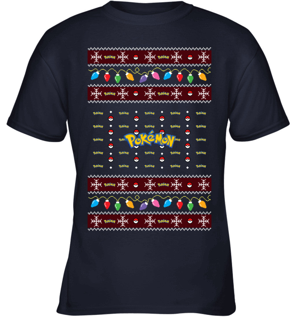 Pokemon Holiday Lights Ugly Christmas T-Shirt