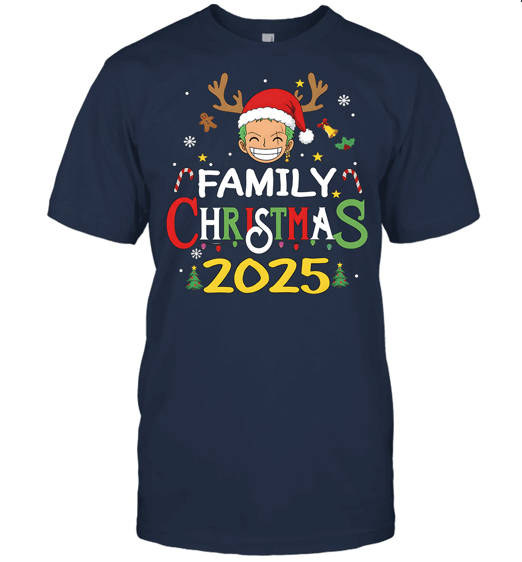 Merry Christmas 2025 With Roronoa Zoro – Family Holiday Vibes Graphic T-shirt