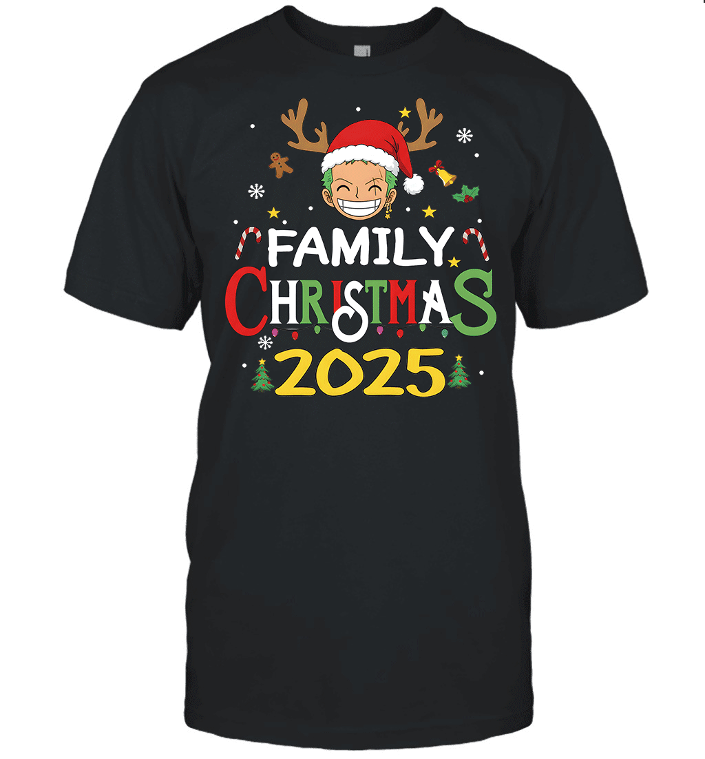 Merry Christmas 2025 With Roronoa Zoro – Family Holiday Vibes Graphic T-shirt
