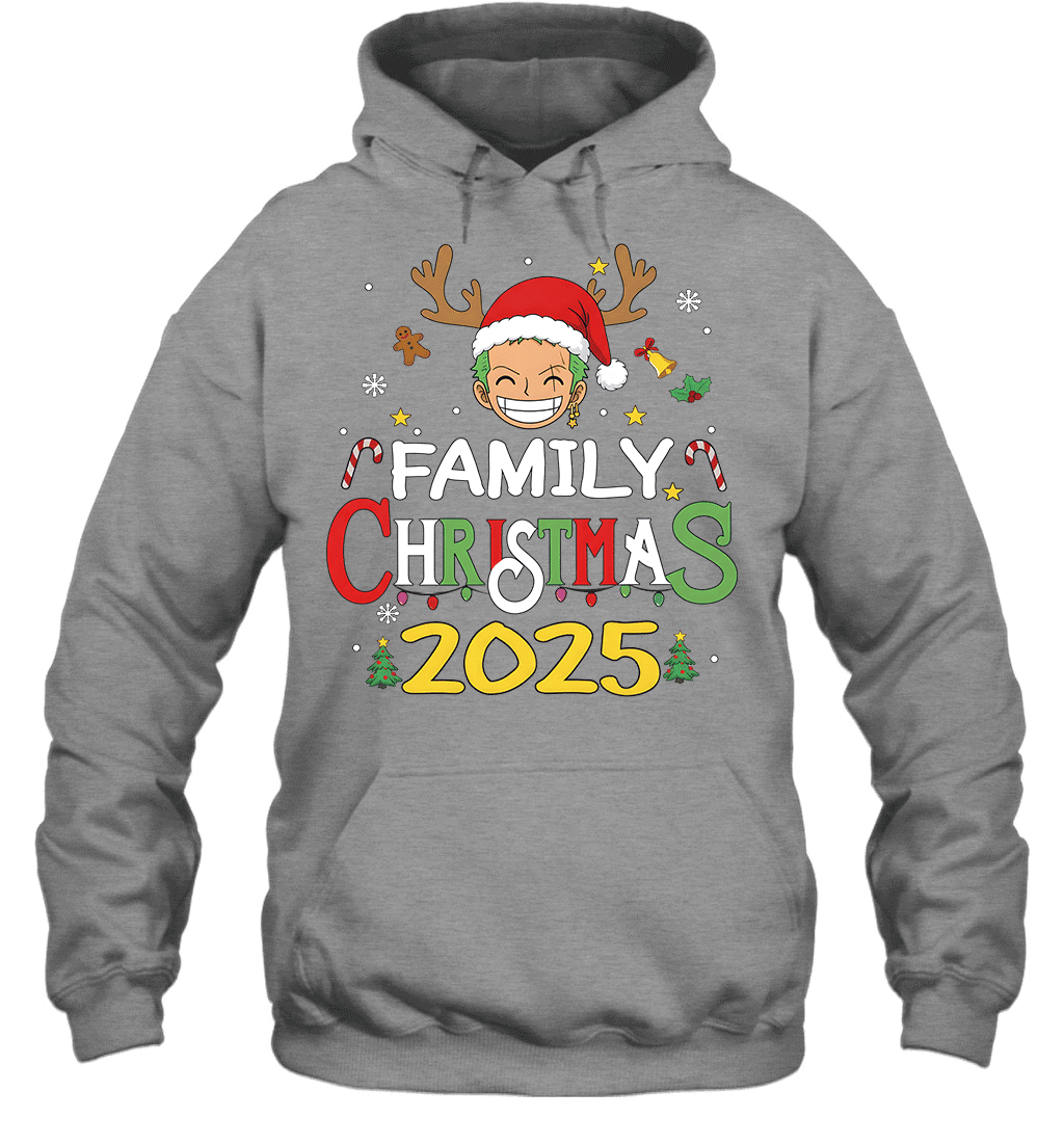 Merry Christmas 2025 With Roronoa Zoro – Family Holiday Vibes Graphic T-shirt