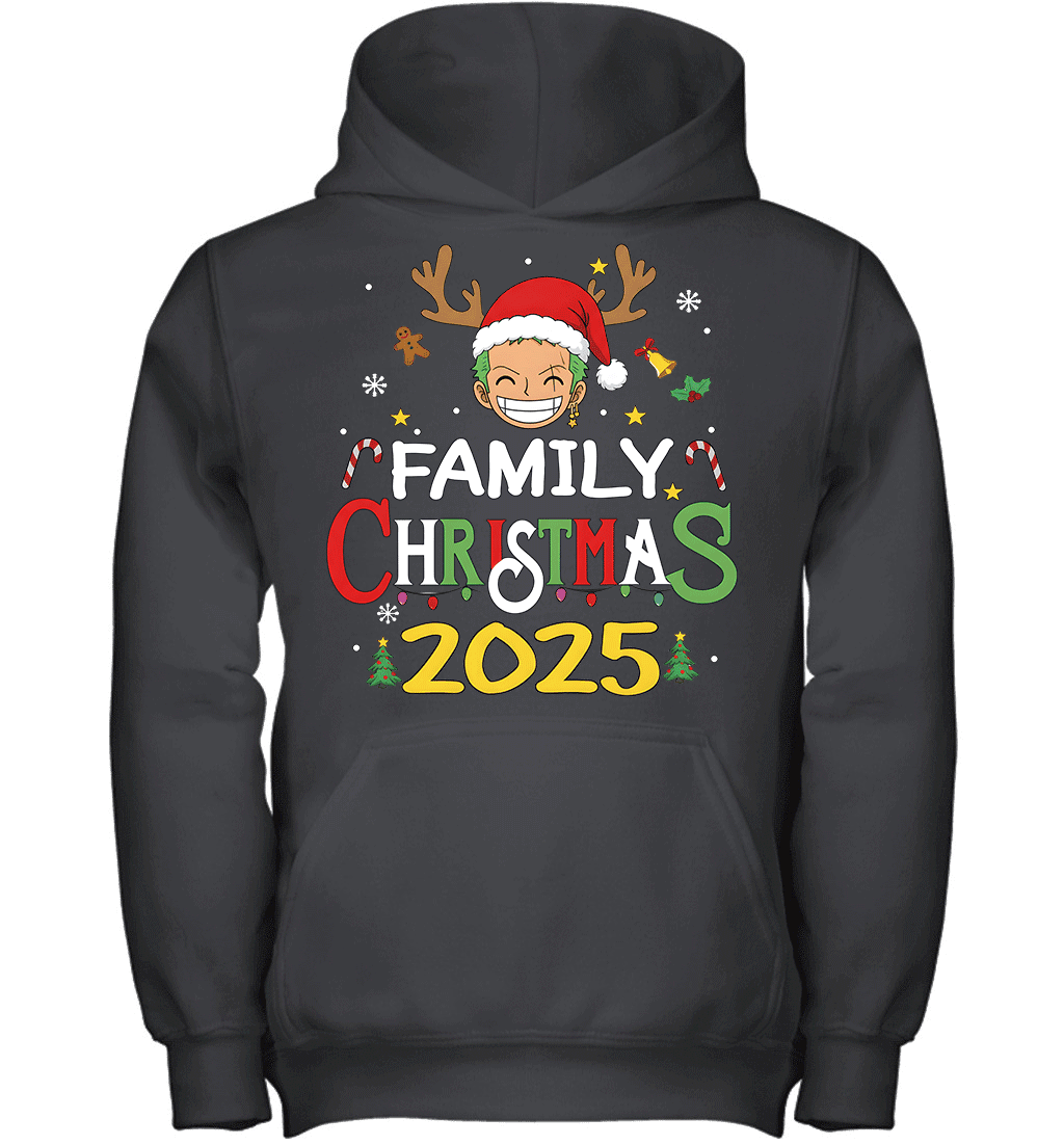 Merry Christmas 2025 With Roronoa Zoro – Family Holiday Vibes Graphic T-shirt