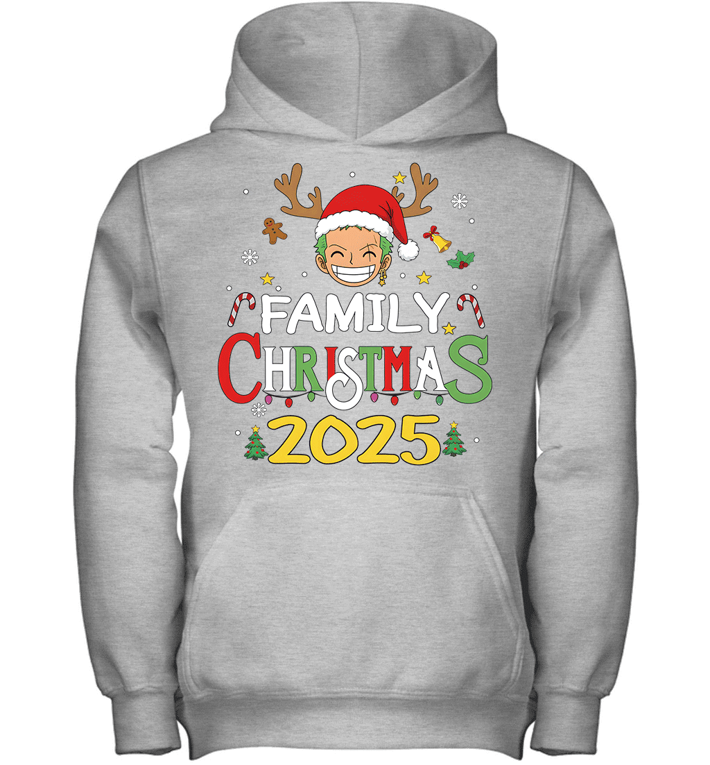 Merry Christmas 2025 With Roronoa Zoro – Family Holiday Vibes Graphic T-shirt