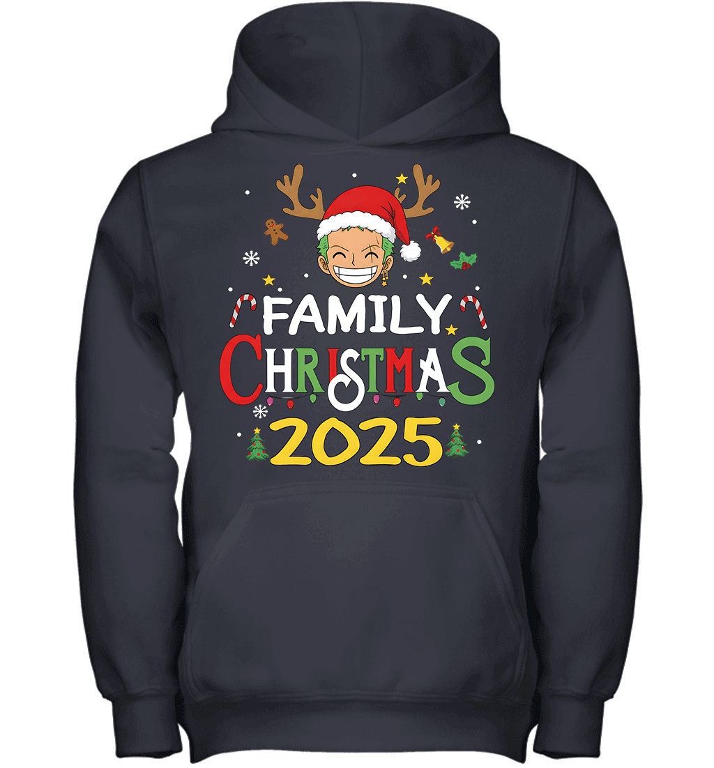 Merry Christmas 2025 With Roronoa Zoro – Family Holiday Vibes Graphic T-shirt