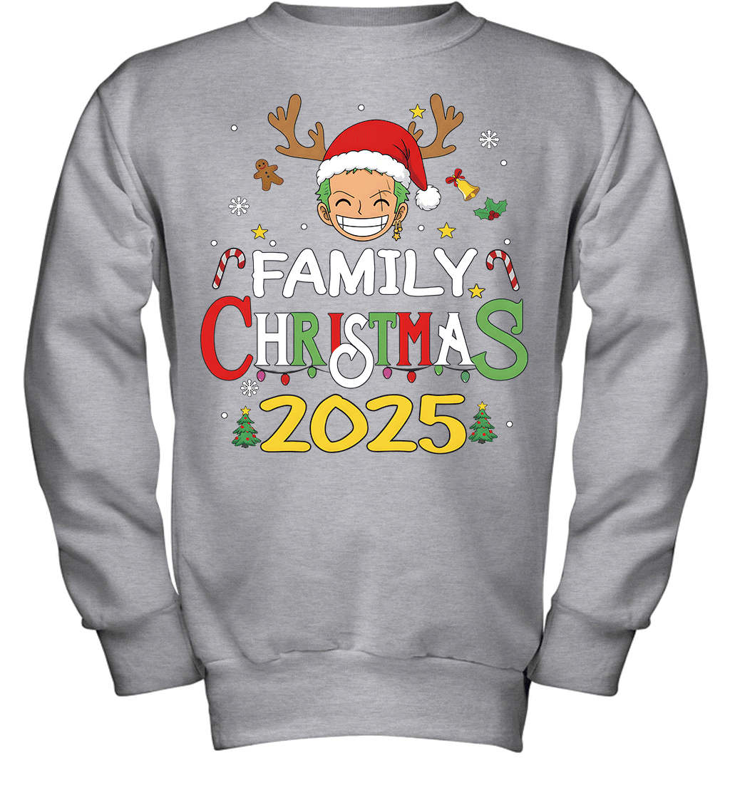 Merry Christmas 2025 With Roronoa Zoro – Family Holiday Vibes Graphic T-shirt