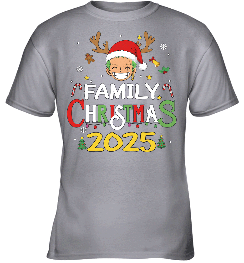Merry Christmas 2025 With Roronoa Zoro – Family Holiday Vibes Graphic T-shirt