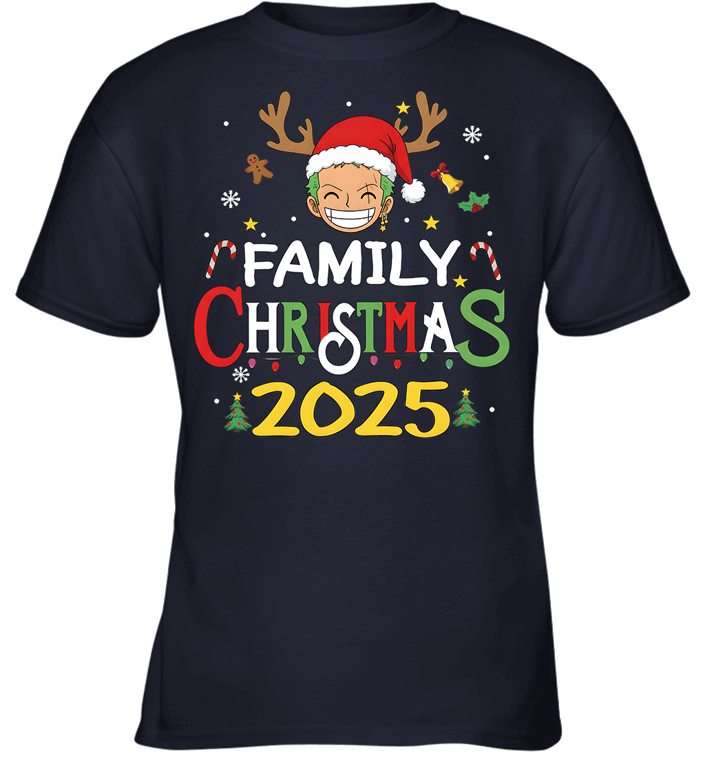 Merry Christmas 2025 With Roronoa Zoro – Family Holiday Vibes Graphic T-shirt
