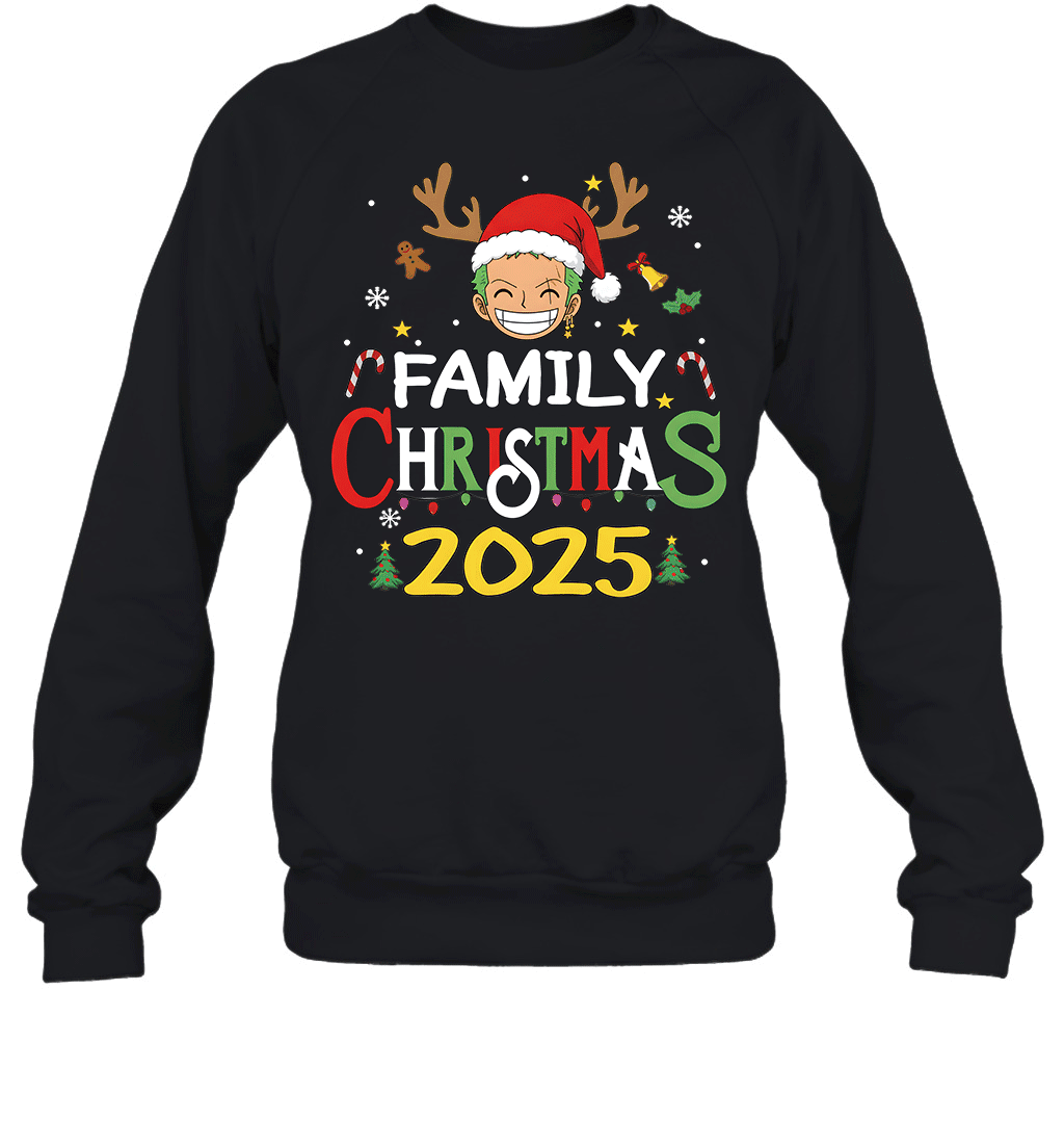Merry Christmas 2025 With Roronoa Zoro – Family Holiday Vibes Graphic T-shirt
