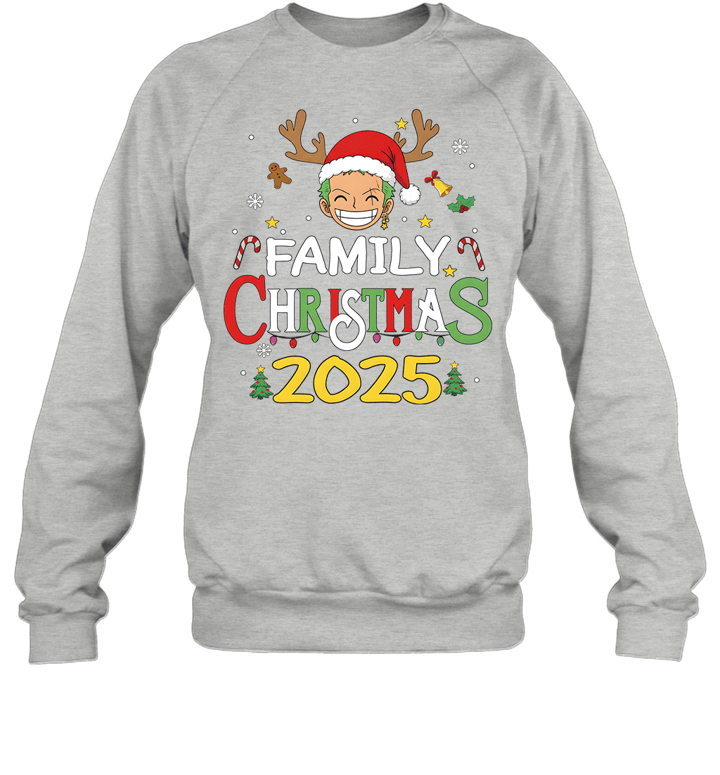 Merry Christmas 2025 With Roronoa Zoro – Family Holiday Vibes Graphic T-shirt
