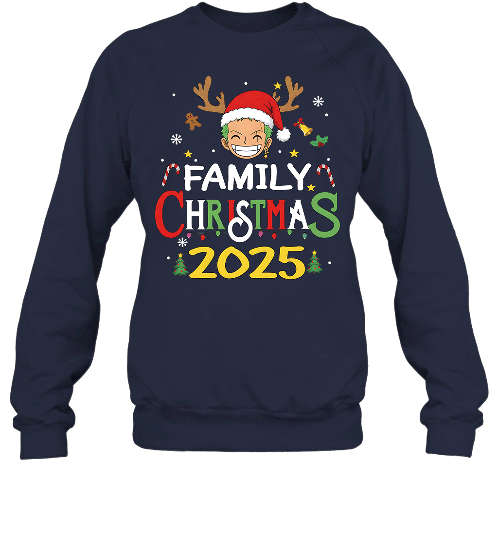 Merry Christmas 2025 With Roronoa Zoro – Family Holiday Vibes Graphic T-shirt