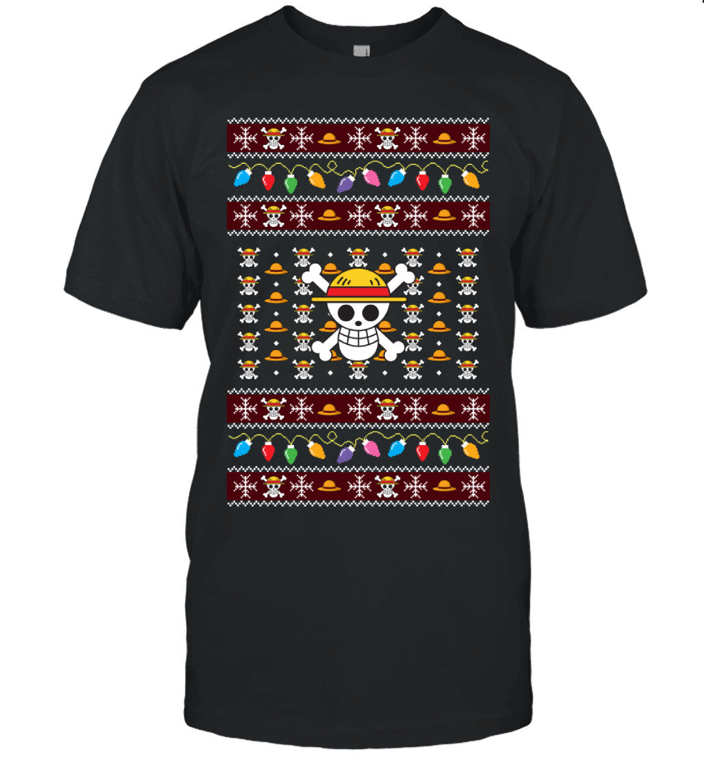 One Piece Holiday Lights Ugly Christmas T-Shirt