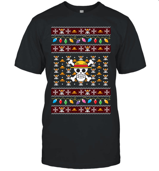 One Piece Holiday Lights Ugly Christmas T-Shirt