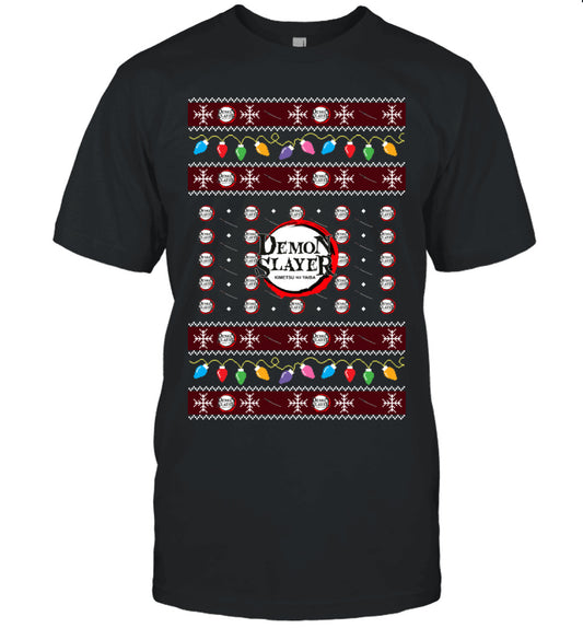 Demon Slayer Holiday Lights Ugly Christmas T-Shirt
