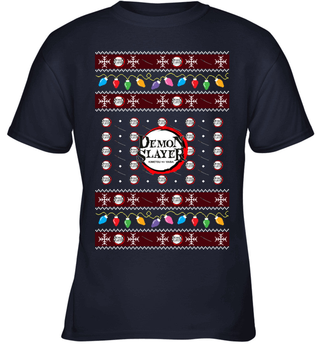 Demon Slayer Holiday Lights Ugly Christmas T-Shirt