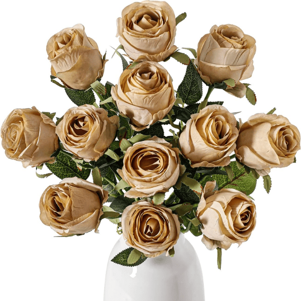 12pcs Champagne Artificial Roses
