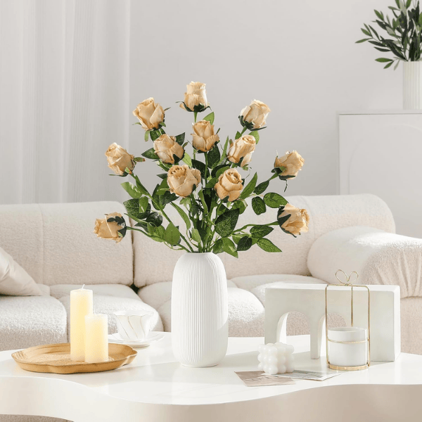 12pcs Champagne Artificial Roses