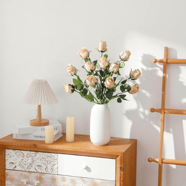 12pcs Champagne Artificial Roses