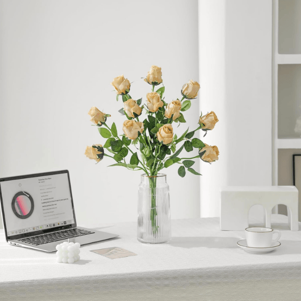 12pcs Champagne Artificial Roses