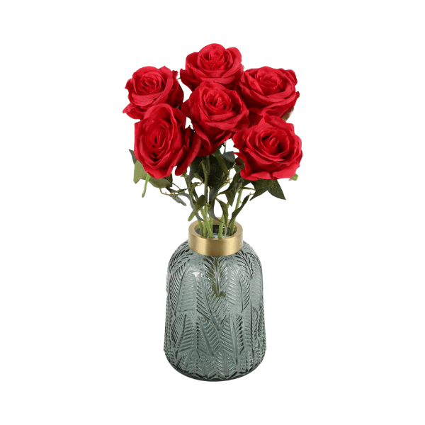 6pcs Deep Red Silk Artificial Roses