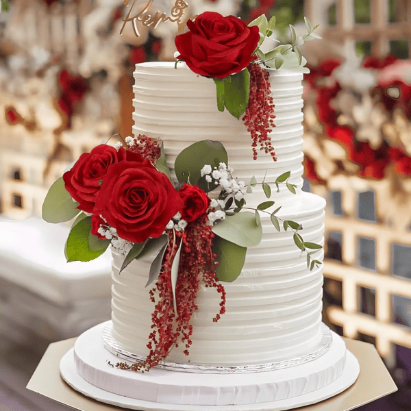 6pcs Deep Red Silk Artificial Roses