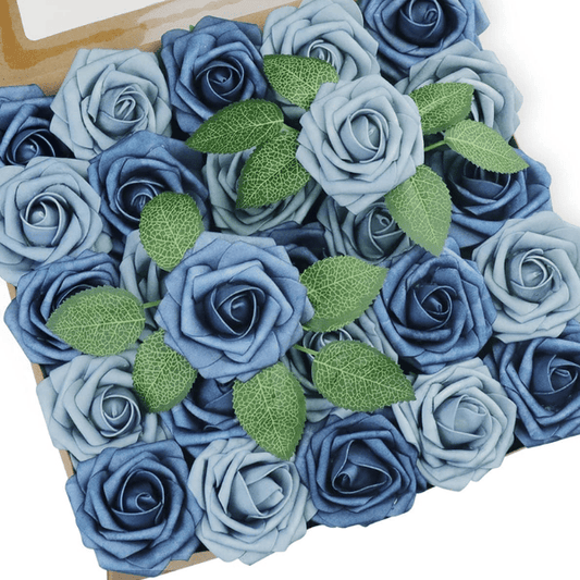 50pcs Dusty Blue Artificial Foam Roses