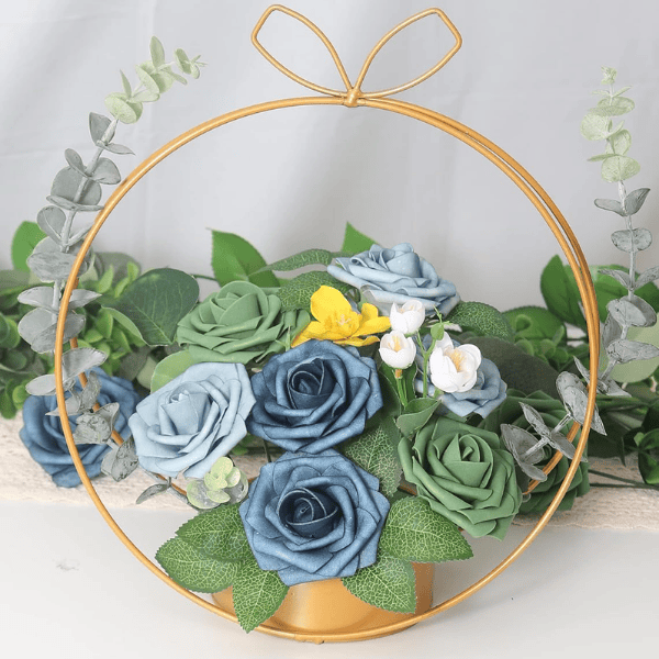 50pcs Dusty Blue Artificial Foam Roses