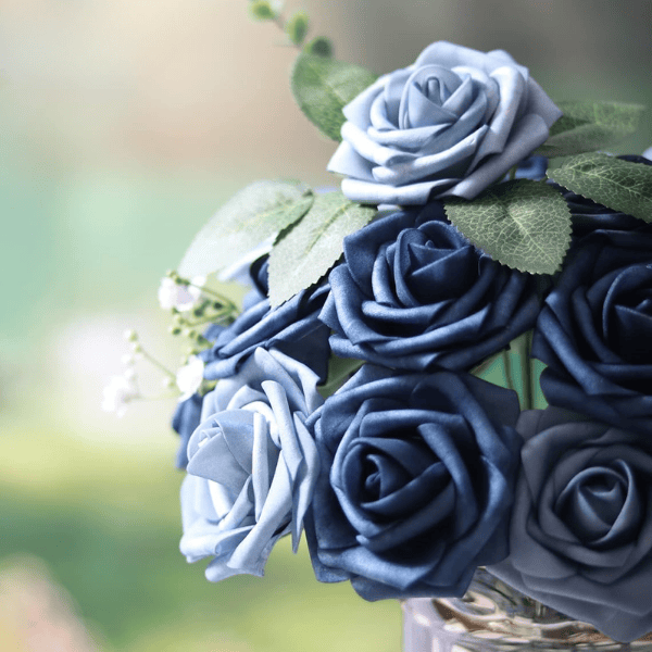 50pcs Dusty Blue Artificial Foam Roses