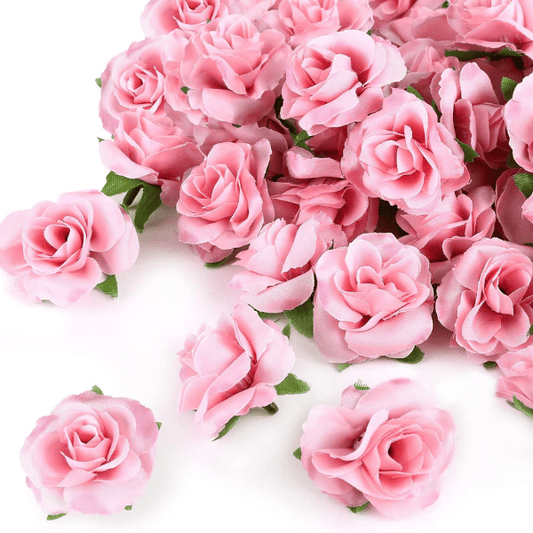 50pcs Pink Artificial Silk Roses