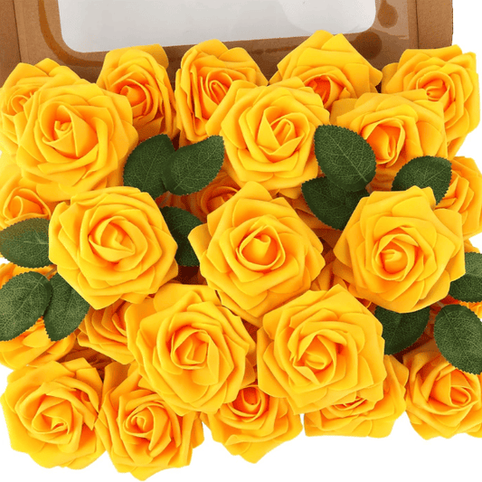 30pcs Artificial Yellow Foam Roses