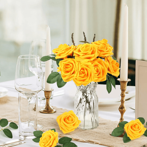 30pcs Artificial Yellow Foam Roses