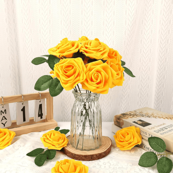 30pcs Artificial Yellow Foam Roses