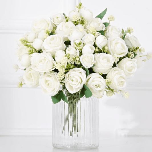 2 Pack White Artificial Rose Bouquets